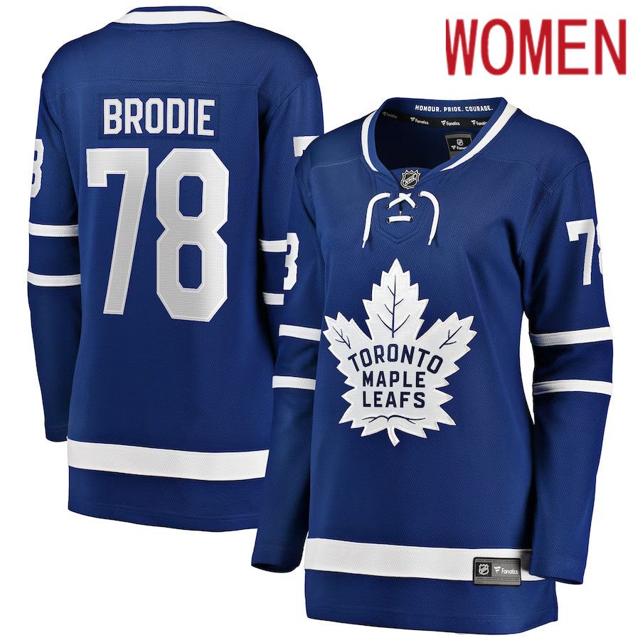 Women Toronto Maple Leafs #78 TJ Brodie Fanatics Branded Blue Breakaway Player NHL Jersey->women nhl jersey->Women Jersey